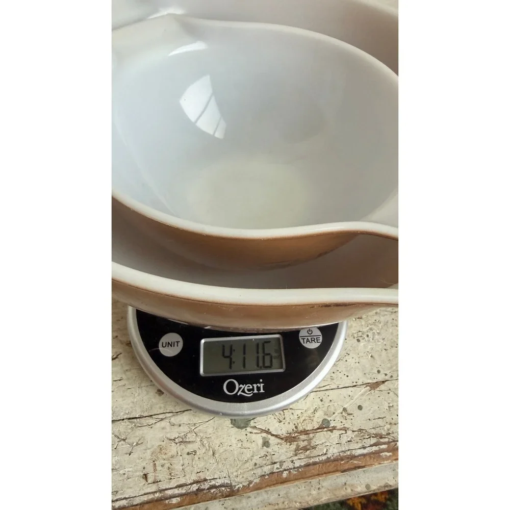 Vintage Pyrex Early American Cinderella Mixing Bowls 444 Gold Eagle Brown Set 2